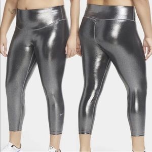 Women’s Nike One Icon Clash 7/8 Tight Fit Leggings Metallic DB9126-010 3X